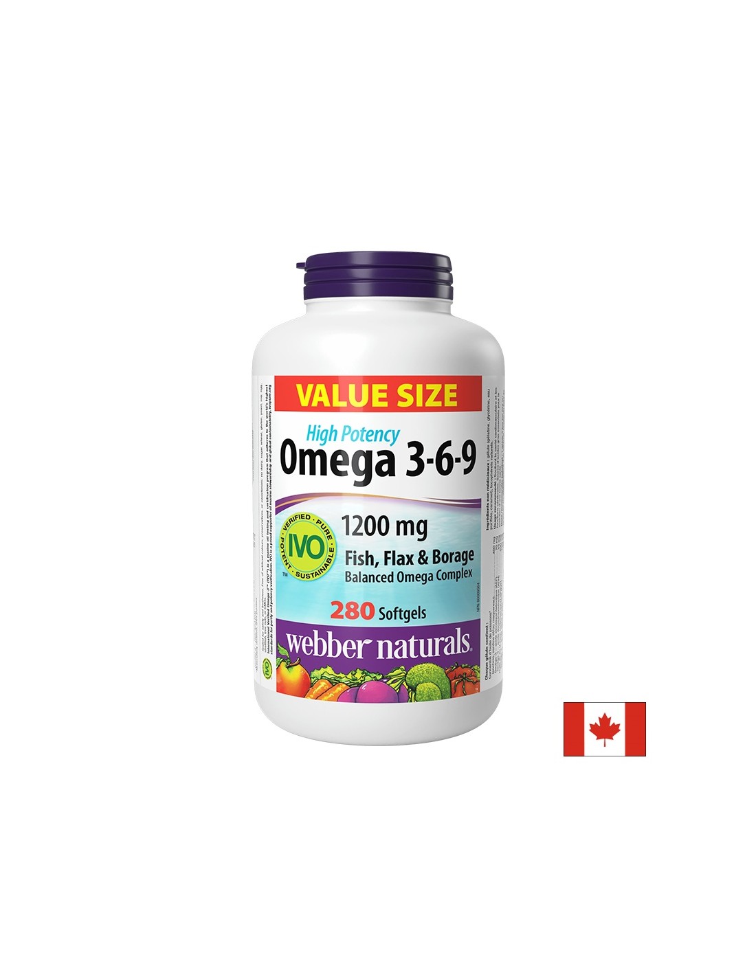 À l'appui de l'immunité, de la vision et de la fonction cérébrale - Omega 3-6-9, 1200 mg x 280 SoftGel Capsules
