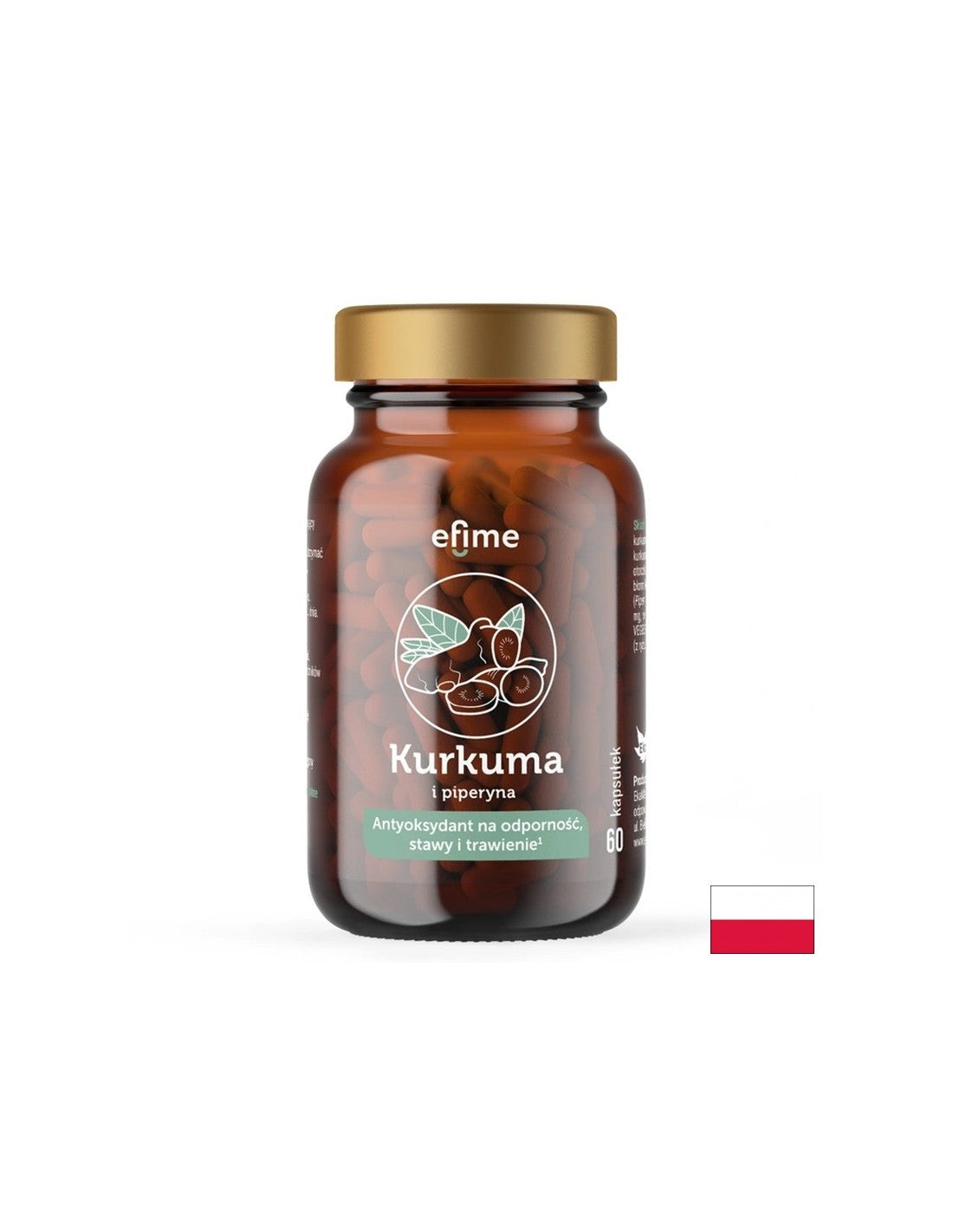 Pour soutenir les joints et une bonne digestion - curcuma + poivre noir efime, 60 capsules