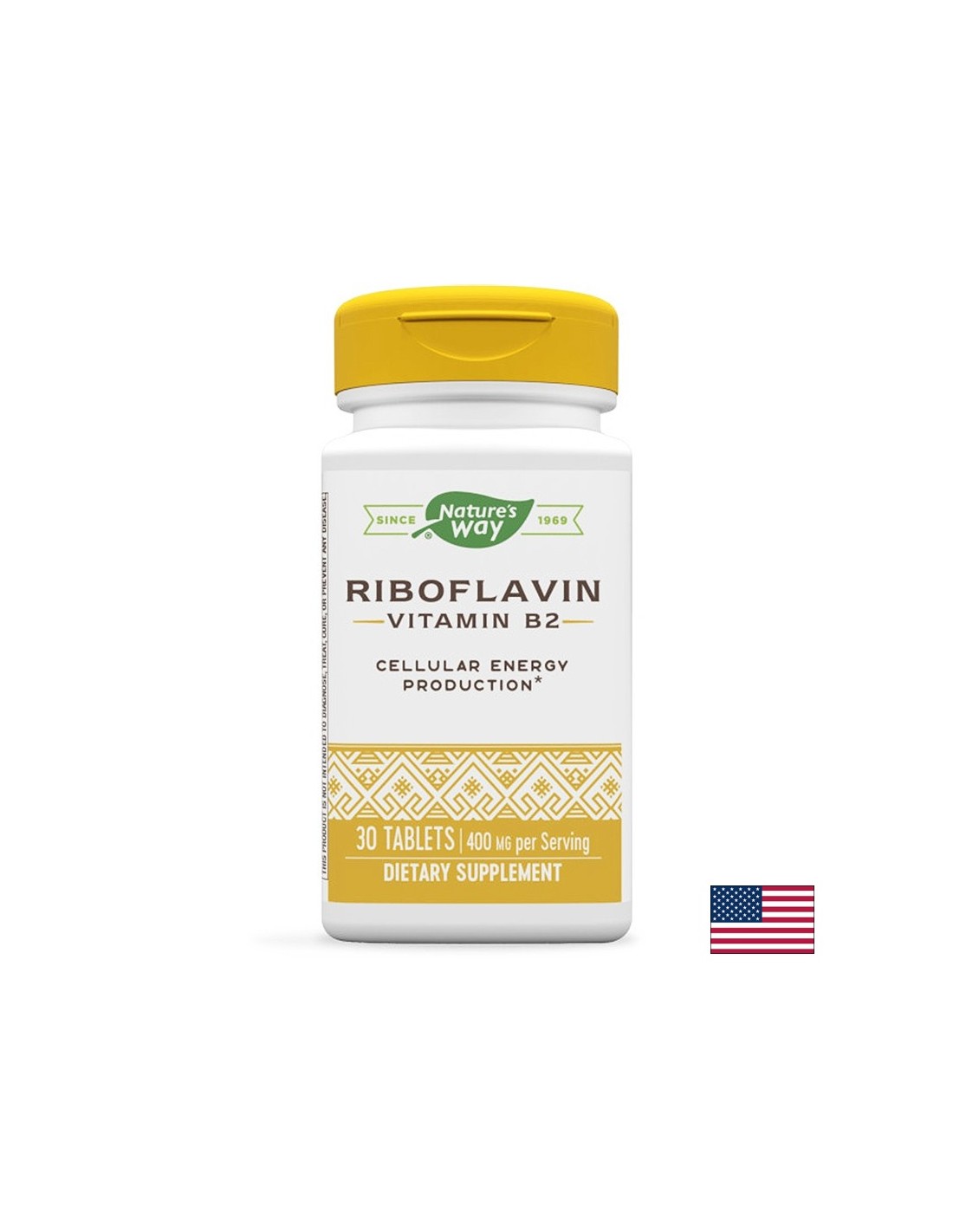 Vitamine B2 (riboflavine) - Énergie cellulaire, ton et vision, 400 mg, 30 comprimés