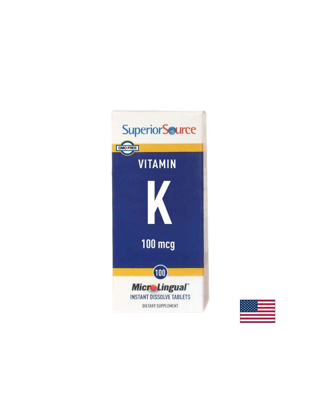 Vitamine K1 - Os et système cardiovasculaire, 100 µg x 100 comprimés sublinguaux <tc>Superior Source</tc>