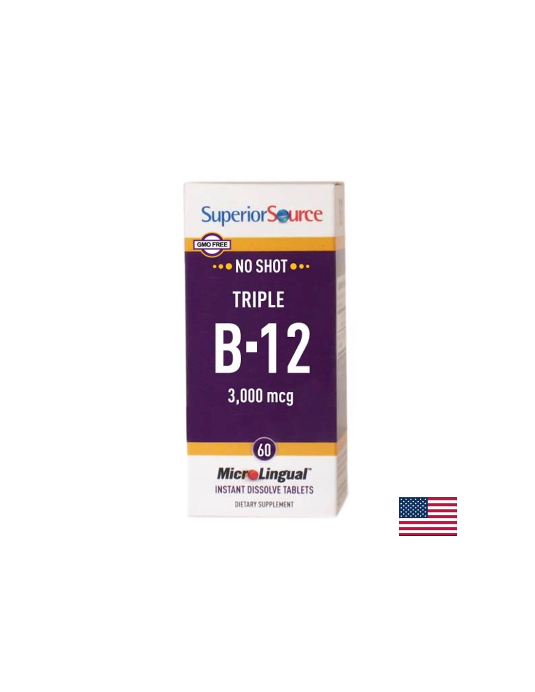 Vitamine B12 3000 mcg - Système nerveux, 60 comprimés sublinguaux <tc>Superior Source</tc>