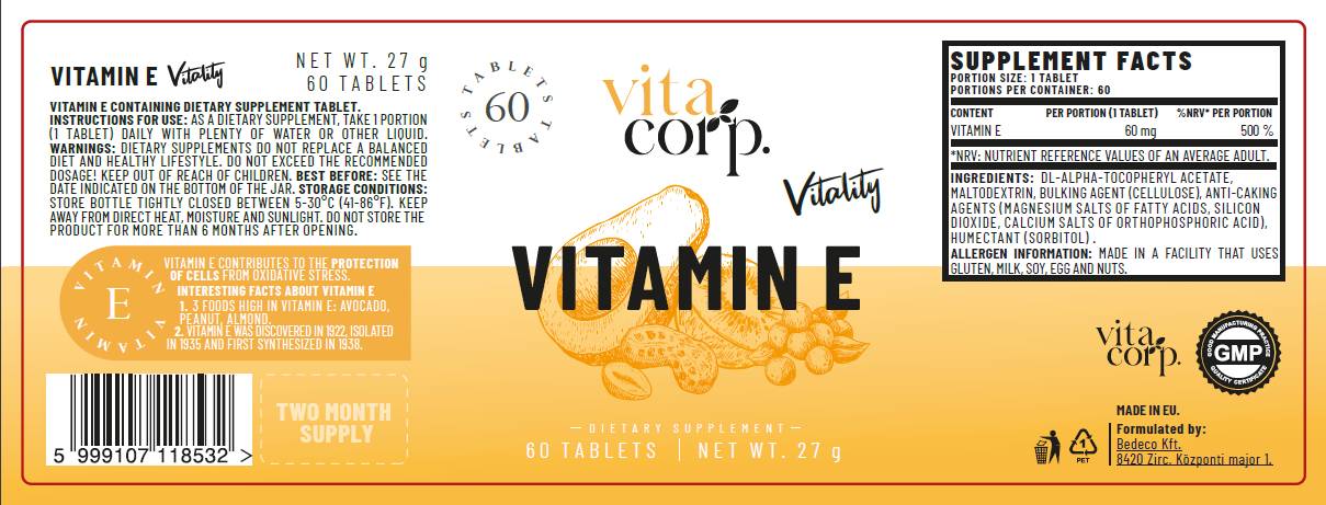 Vitamine E 60 mg - 60 comprimés