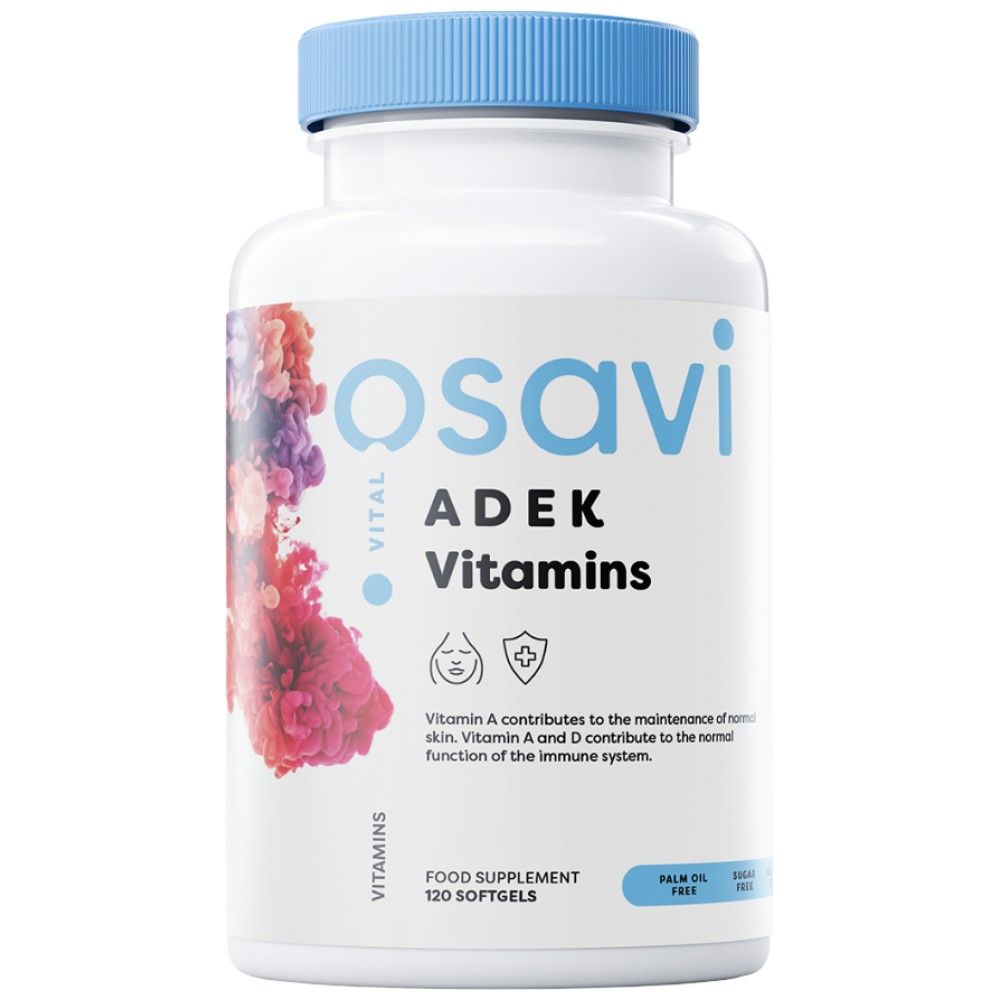 Adek Vitamines | A + D + E + K | avec des capsules de gel quali-d® - 120