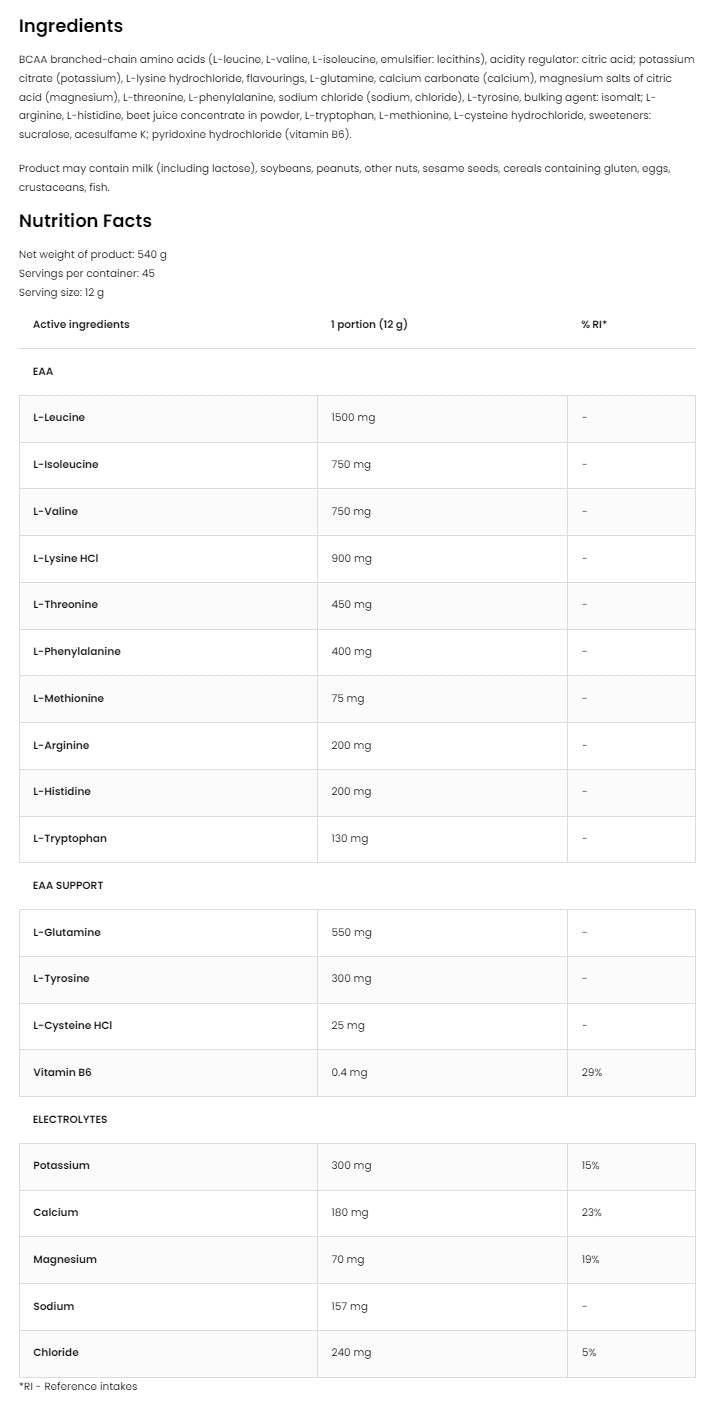 Eaadvanced | Avec de la glutamine et des électrolytes - 540 grammes