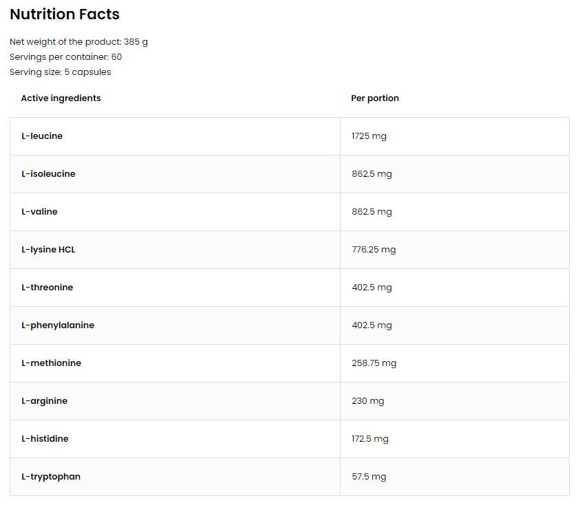 EAA 5750/acides aminés essentiels - 150 capsules
