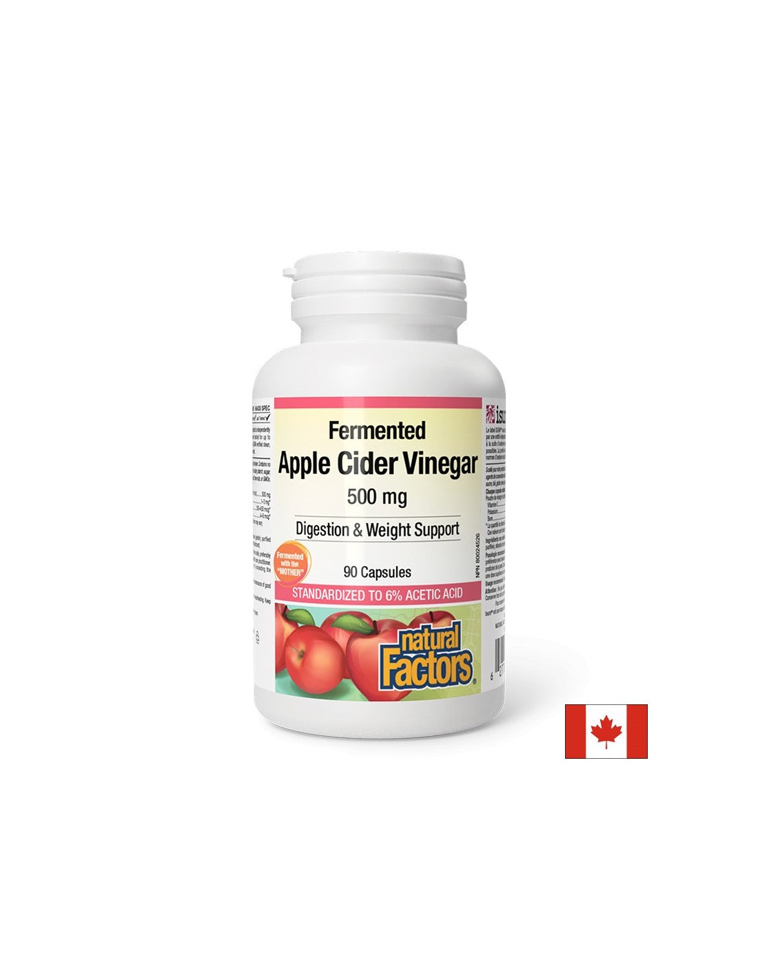 Vinaigre de cidre de pomme 500 mg x 90 capsules <tc>Natural Factors</tc>