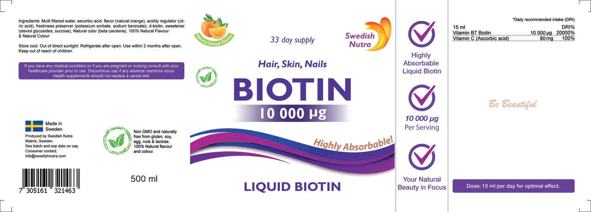 Biotine liquide 10 000 mcg x 500 ml