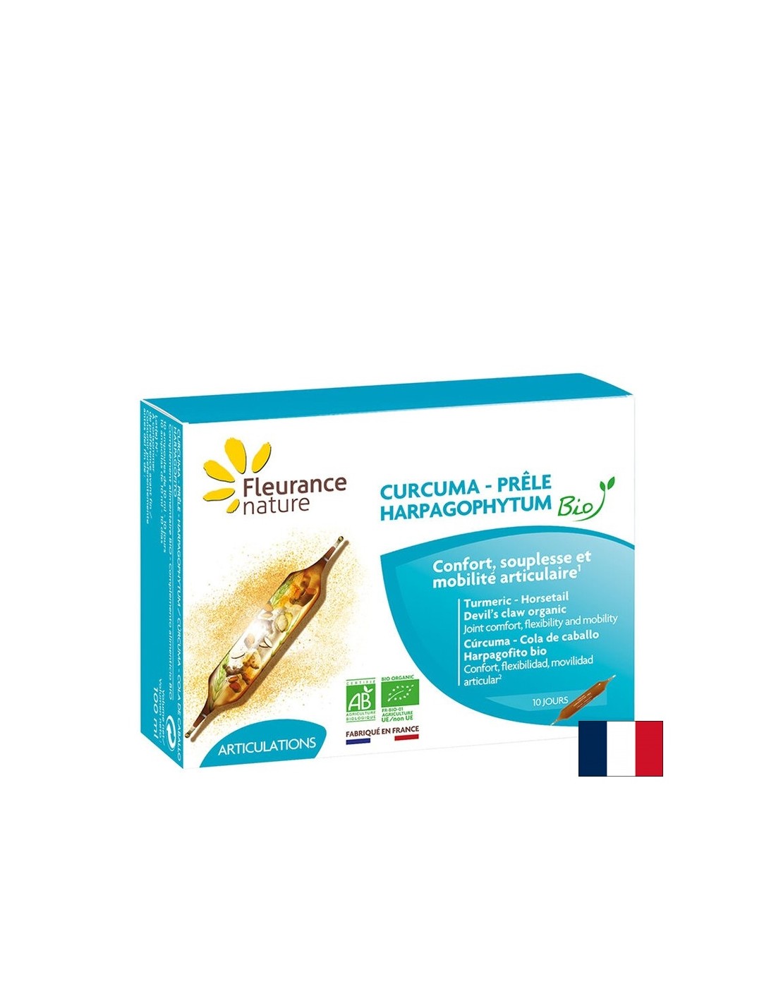 Articulations saines - Curcuma + Claw's Claw and Horsetail Organic, 10 Ampoules Folomage Nature