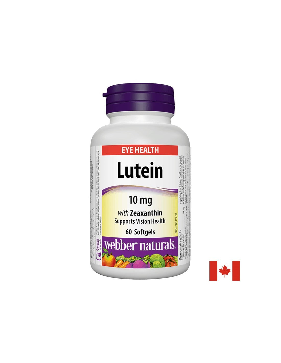 Lutéine avec zéaxanthine 10 mg, 60 capsules de softgel