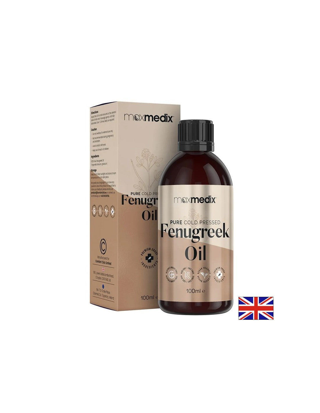 Huile de fenugrec 100% naturelle à froid (graines), 100 ml