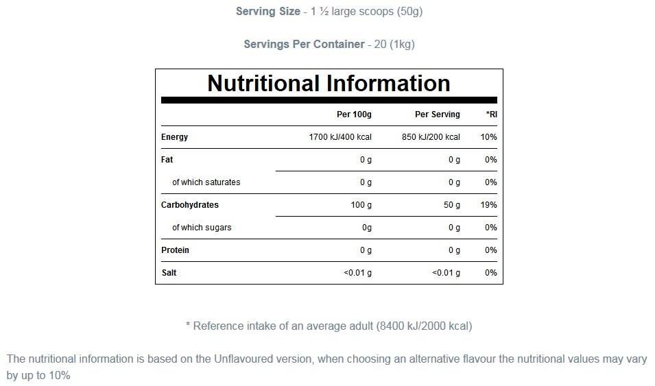 100% glucides maltodextrine - 2500 grammes