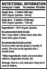 Spiruline 100% organique - 100 comprimés