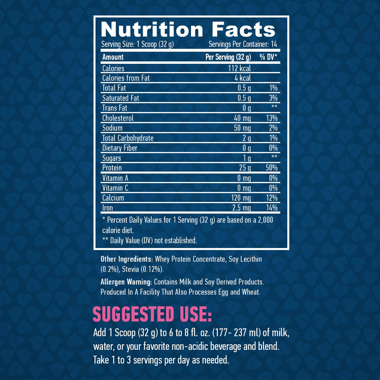 100% Pure All Natural Whey Protein/Stevia - 0,454 kg