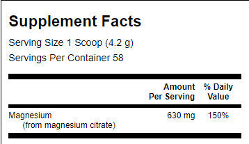 Poudre de citrate de magnésium 100% pur - 227 grammes