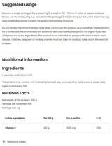 100% de poudre de vitamine C - 500 grammes