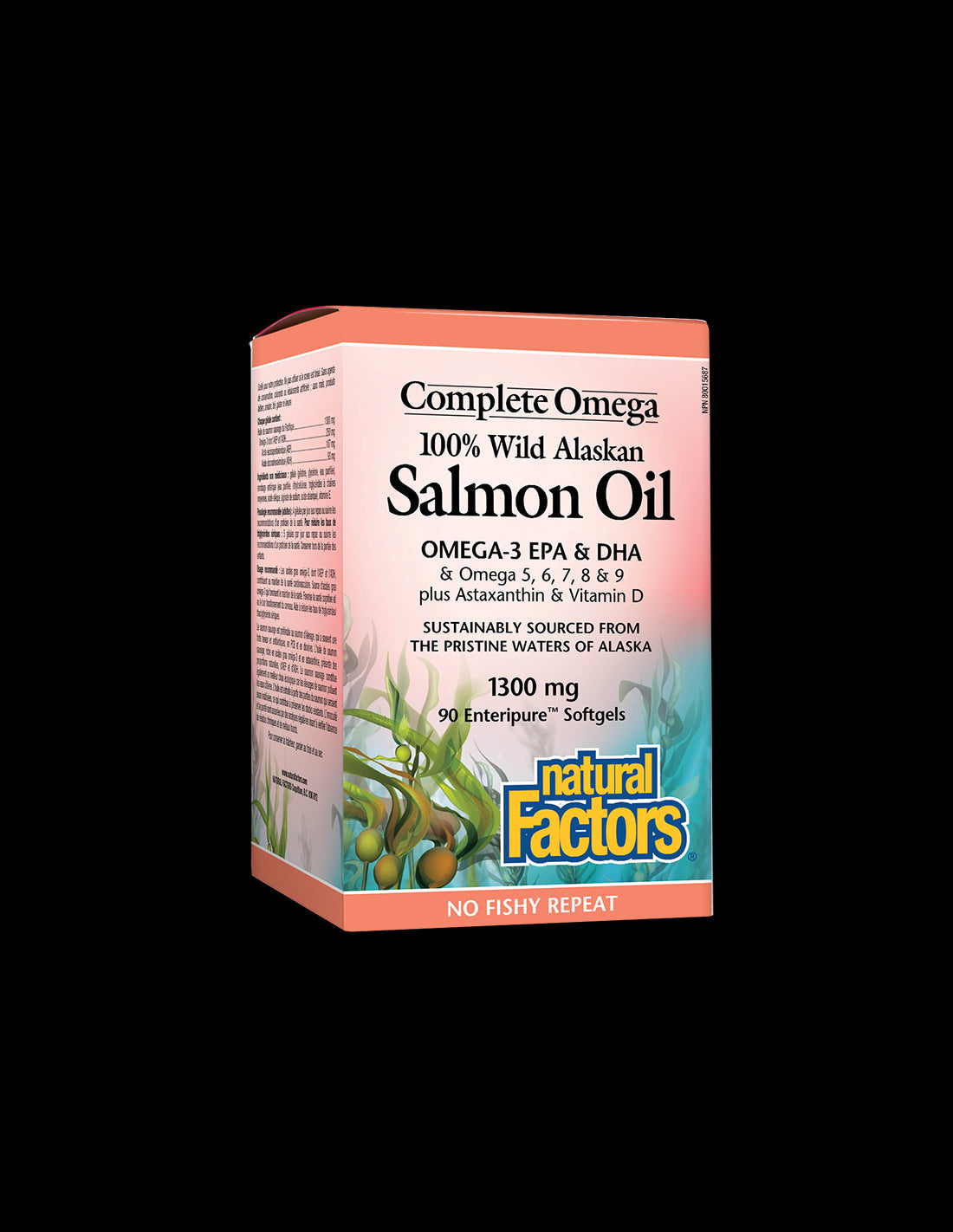 100% Huile de saumon d'Alaska sauvage complète - 90 capsules de gel