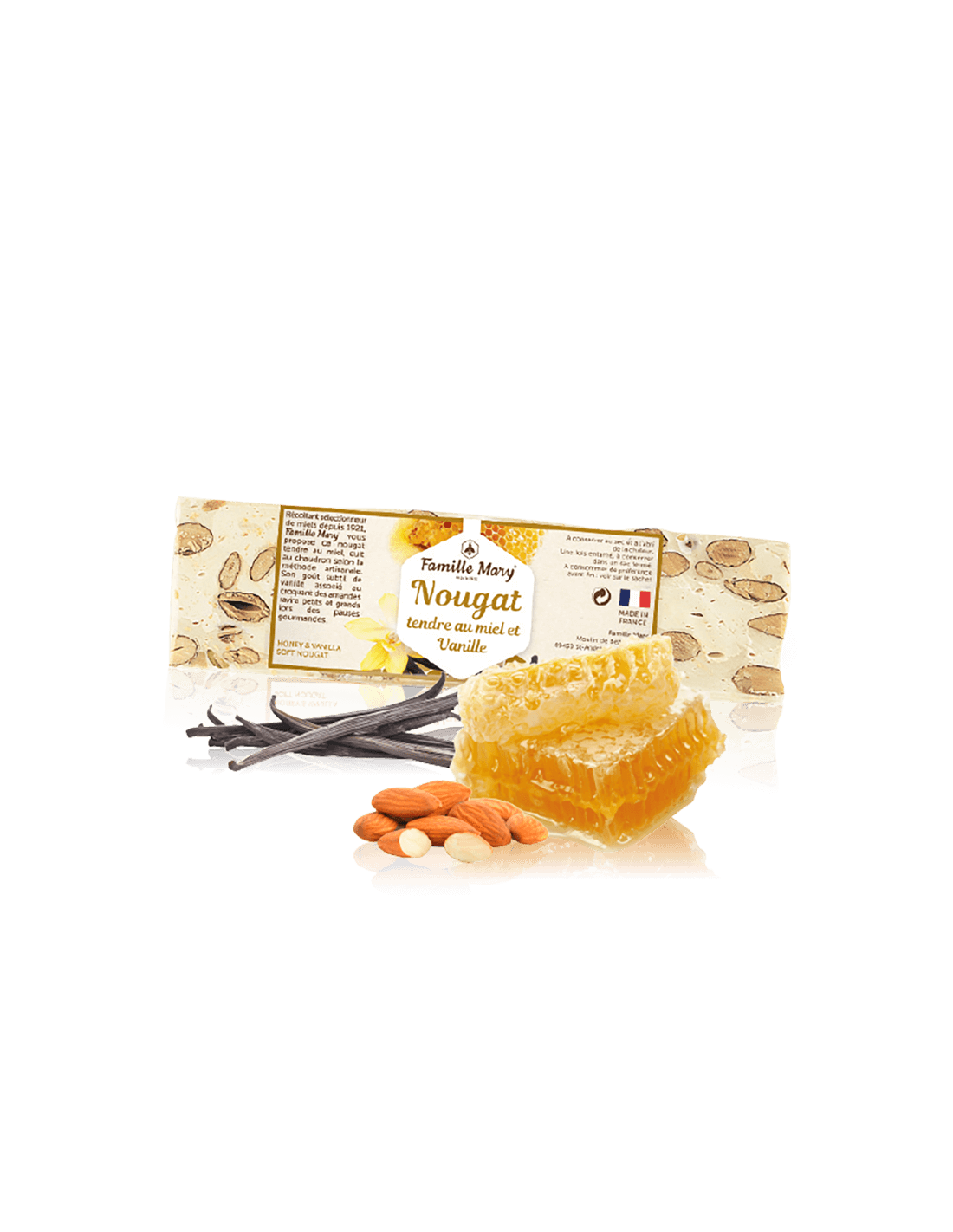 Nougat tendre avec du miel, des amandes et de la vanille, 100 g