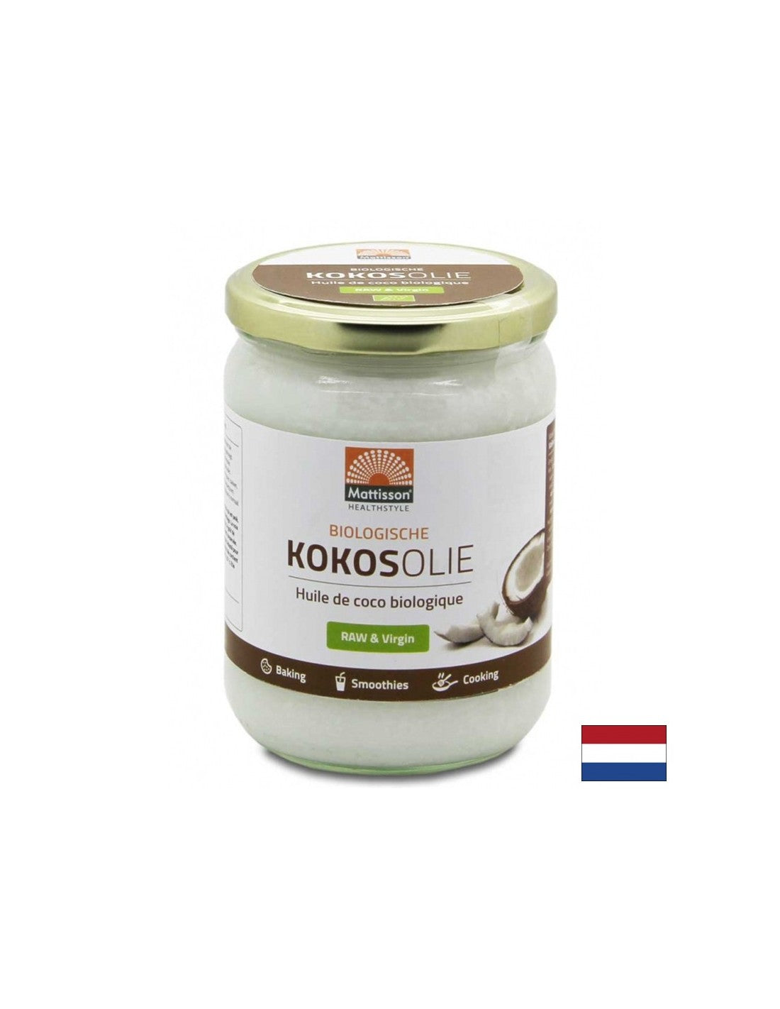 100% d'huile de noix de coco (cru, pressé à froid) bio, 500 ml