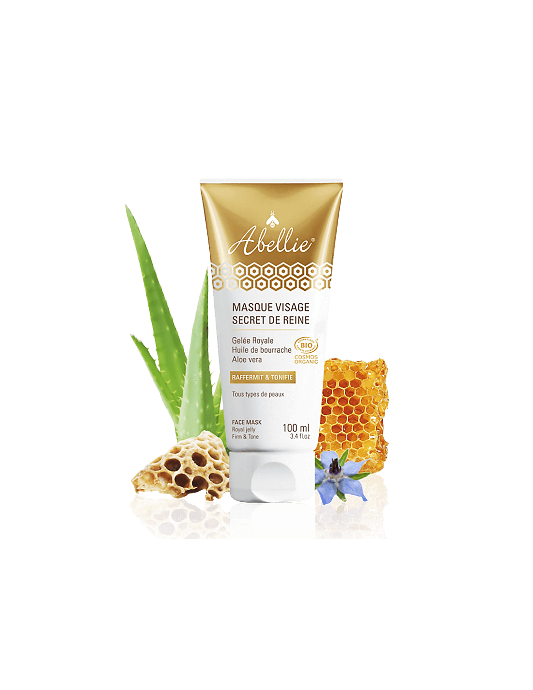 Masque facial avec gelée royale, huile de borage et aloe vera, 100 ml