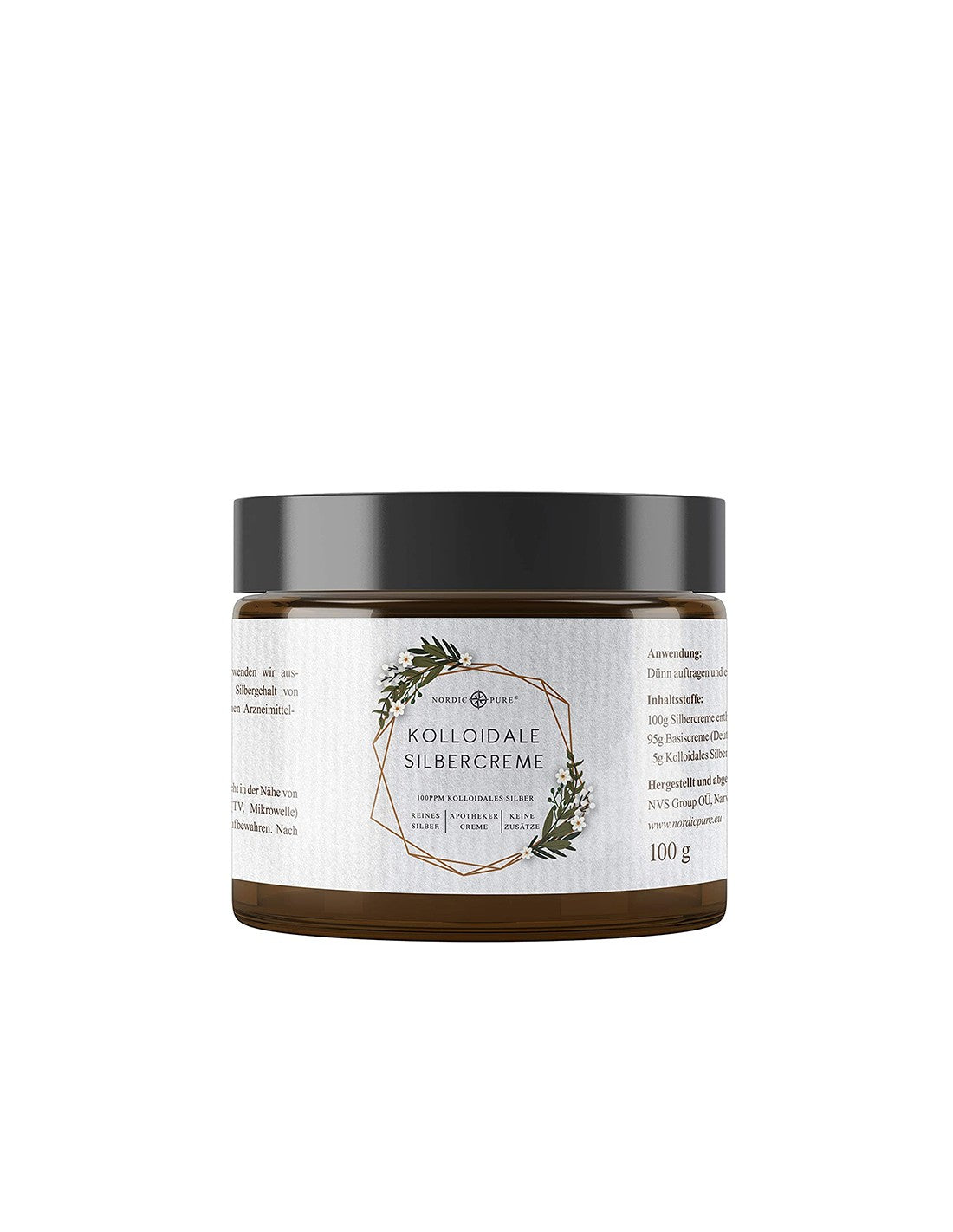 Crème pour le visage et le corps avec de l'argent colloïdal (100 ppm), 100 g