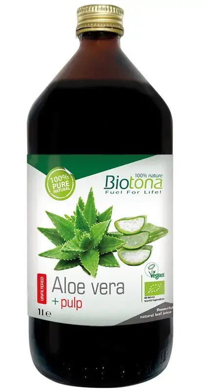 Jus d'Aloe Vera Bio avec morceaux, 1000 ml., <tc>Biotona</tc> Pulpe d'Aloe Vera