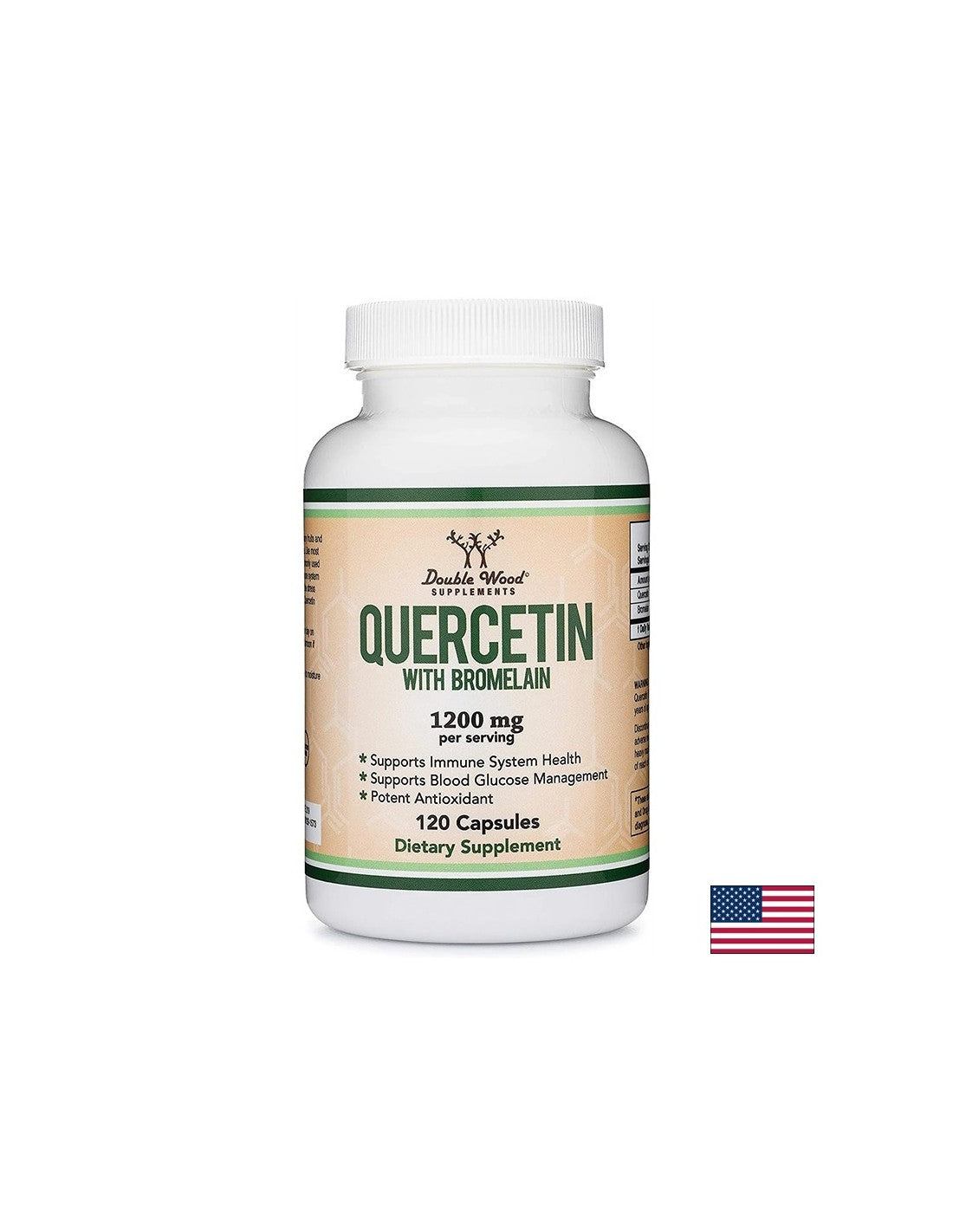 Immunité - Quercétine 1000 mg + Bromélaïne 200 mg, 120 gélules <tc>Double Wood</tc>