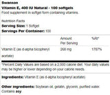 Vitamine E 400 UI Natural 100 Capsules de gel