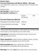 Meilleur phytosome de curcumine 500 mg/avec Meriva - 180 capsules