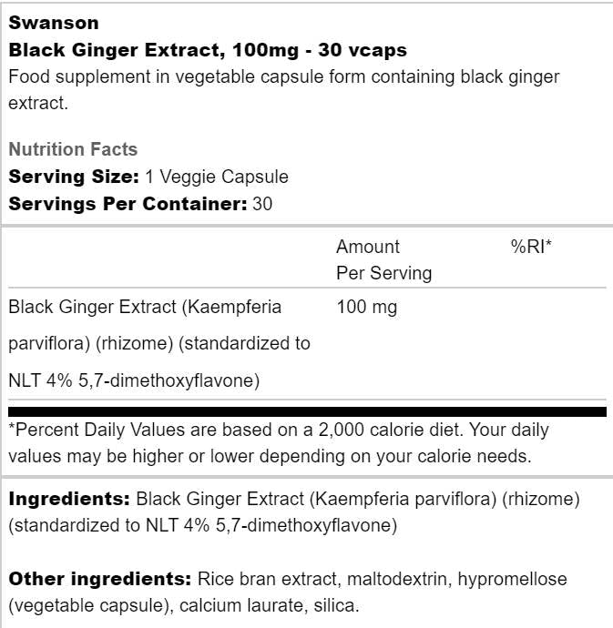 Extrait de gingembre noir 100 mg 30 capsules