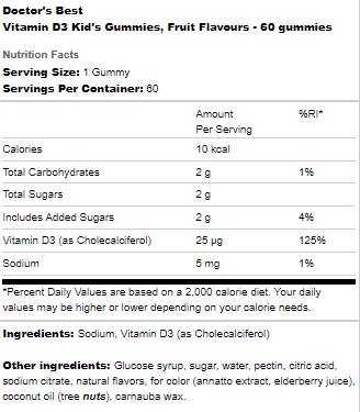 Gummies de la vitamine D3 Kid - 60 gummies