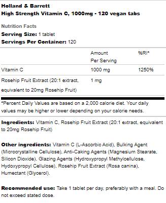 Vitamine C 1000 mg à haute résistance - 240 comprimés
