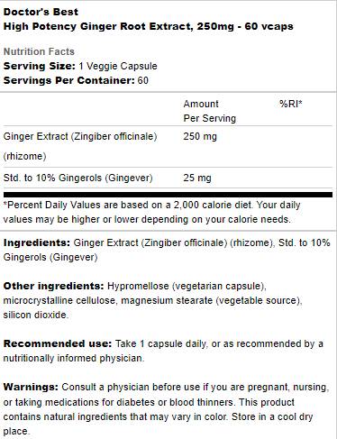 Meilleur extrait de racine de gingembre 250 mg | Puissance élevée - 60 capsules