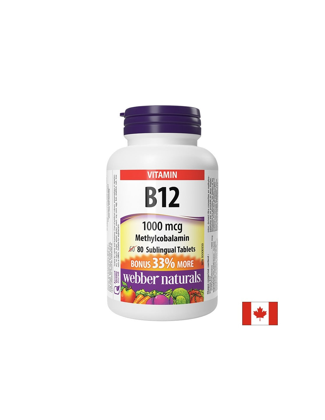 Système nerveux et énergie - Vitamine B12 (méthylcobalamine), 1000 µg x 80 comprimés sublinguaux