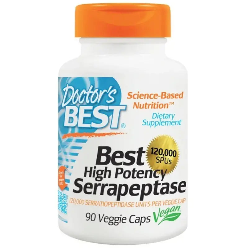 Serrapeptase, pour une fonction normale des sinus et des voies respiratoires 120 000 X 90 capsules, <tc>Doctor's Best</tc>