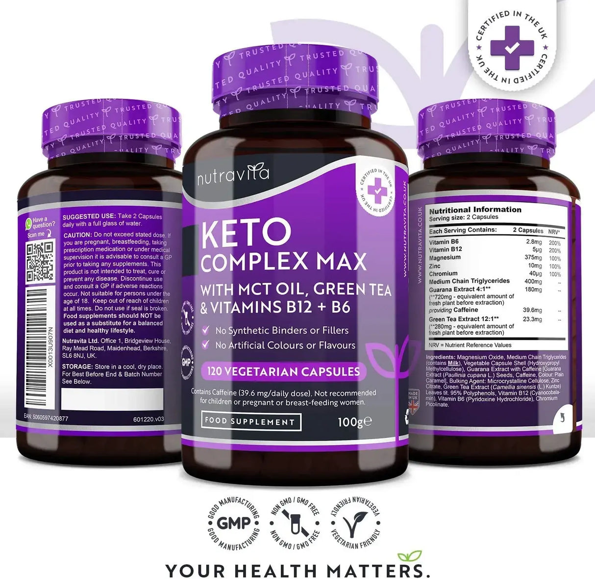 Keto Complex Max /120 gélules, 60 doses/ <tc>Nutravita</tc>