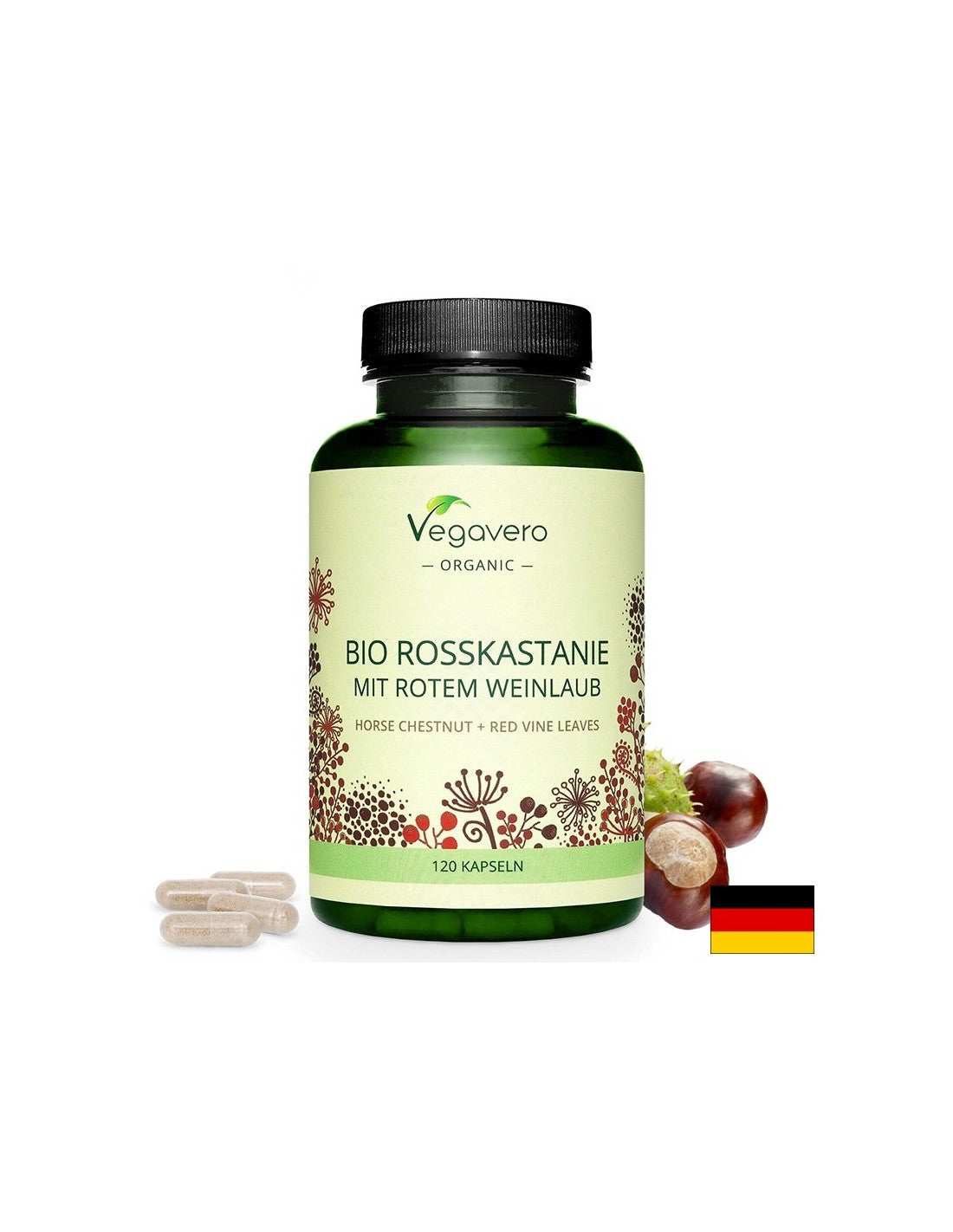 Pour une bonne circulation - Feuilles de marronnier d'Inde et de vigne rouge, 120 <tc>Vegavero</tc> capsules