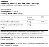 Blackstrap mélasse avec du fer 29 mg 120 capsules