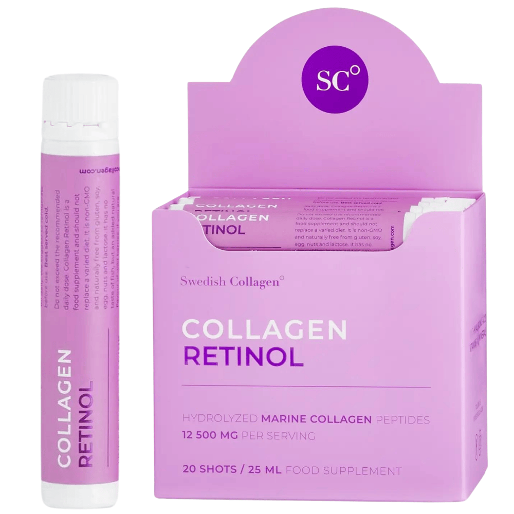 Collagène de poisson 12 500 mg avec rétinol, acide hyaluronique, biotine, MSM/20 pièces x 25 ml/ <tc>Swedish Collagen</tc>