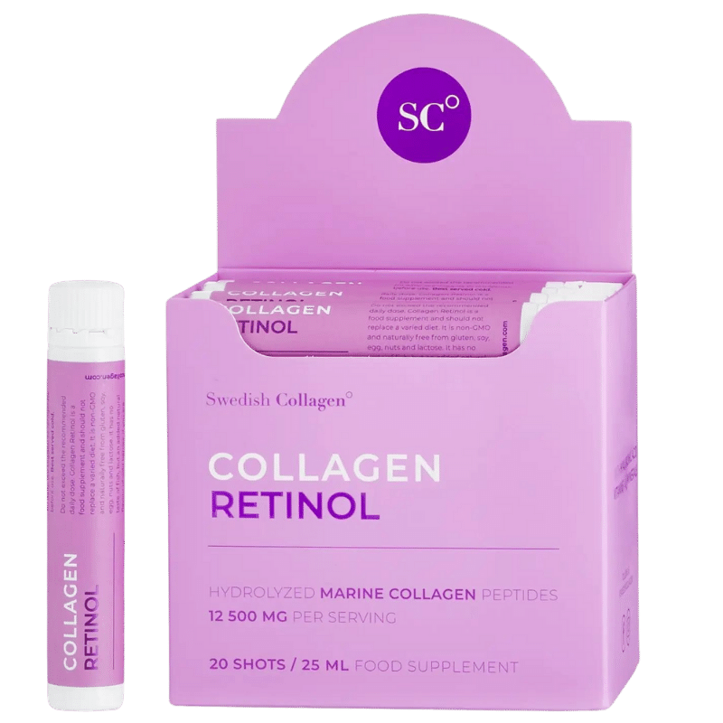 Collagène de poisson 12 500 mg avec rétinol, acide hyaluronique, biotine, MSM/20 pièces x 25 ml/ <tc>Swedish Collagen</tc>
