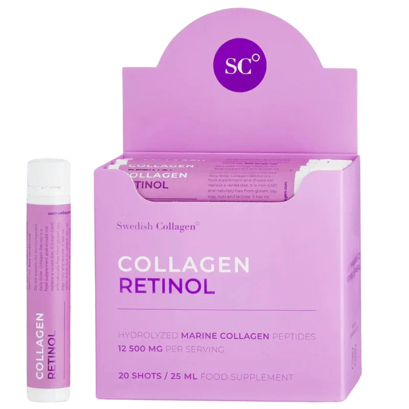 Collagène de poisson 12 500 mg avec rétinol, acide hyaluronique, biotine, MSM/20 pièces x 25 ml/ <tc>Swedish Collagen</tc>
