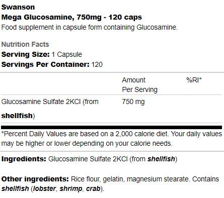 Méga glucosamine 750 mg 120 capsules
