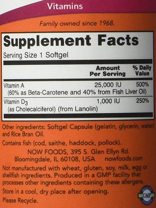 Vitamine A 25000 UI - 250 capsules de gel