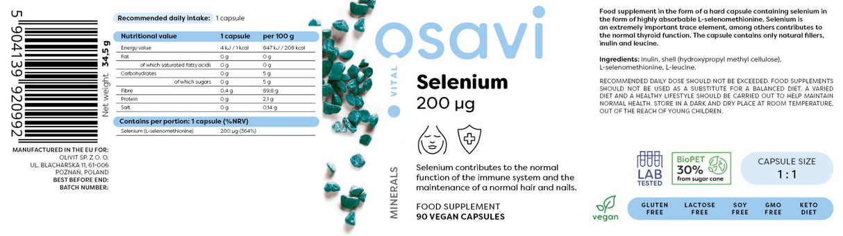 Sélénium 200 mcg - 180 capsules