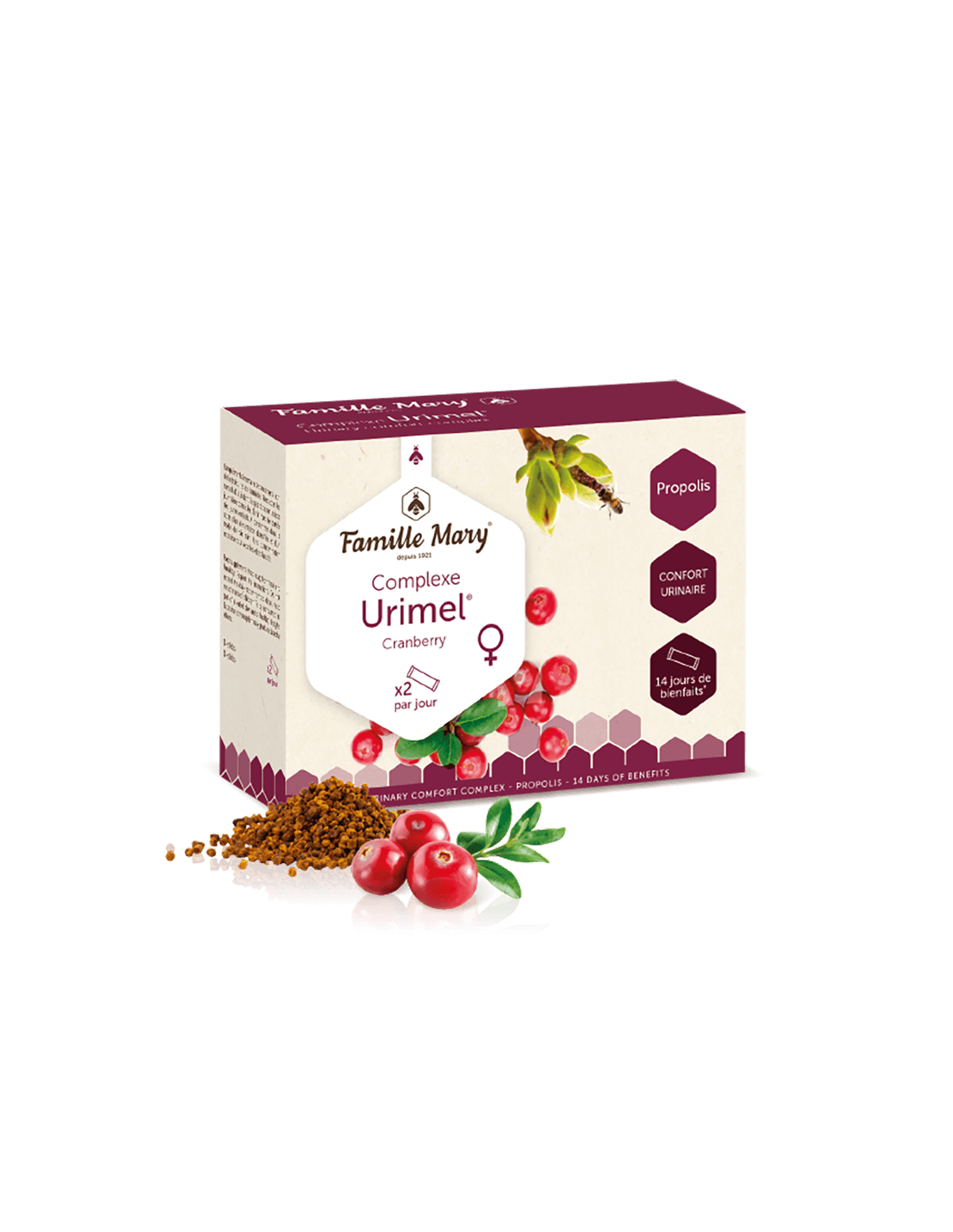 Complexe de confort urinaire avec canneberge et propolis, 14 doses