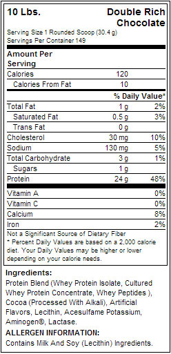Standard en or à 100% de lactosérum - 4,545 kg