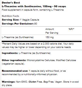 L-théanine 150 mg | Avec suntheanine - 90 capsules