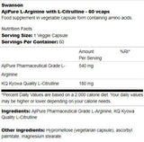 Ajipure L-Arginine avec des capsules L-Citrulline 60