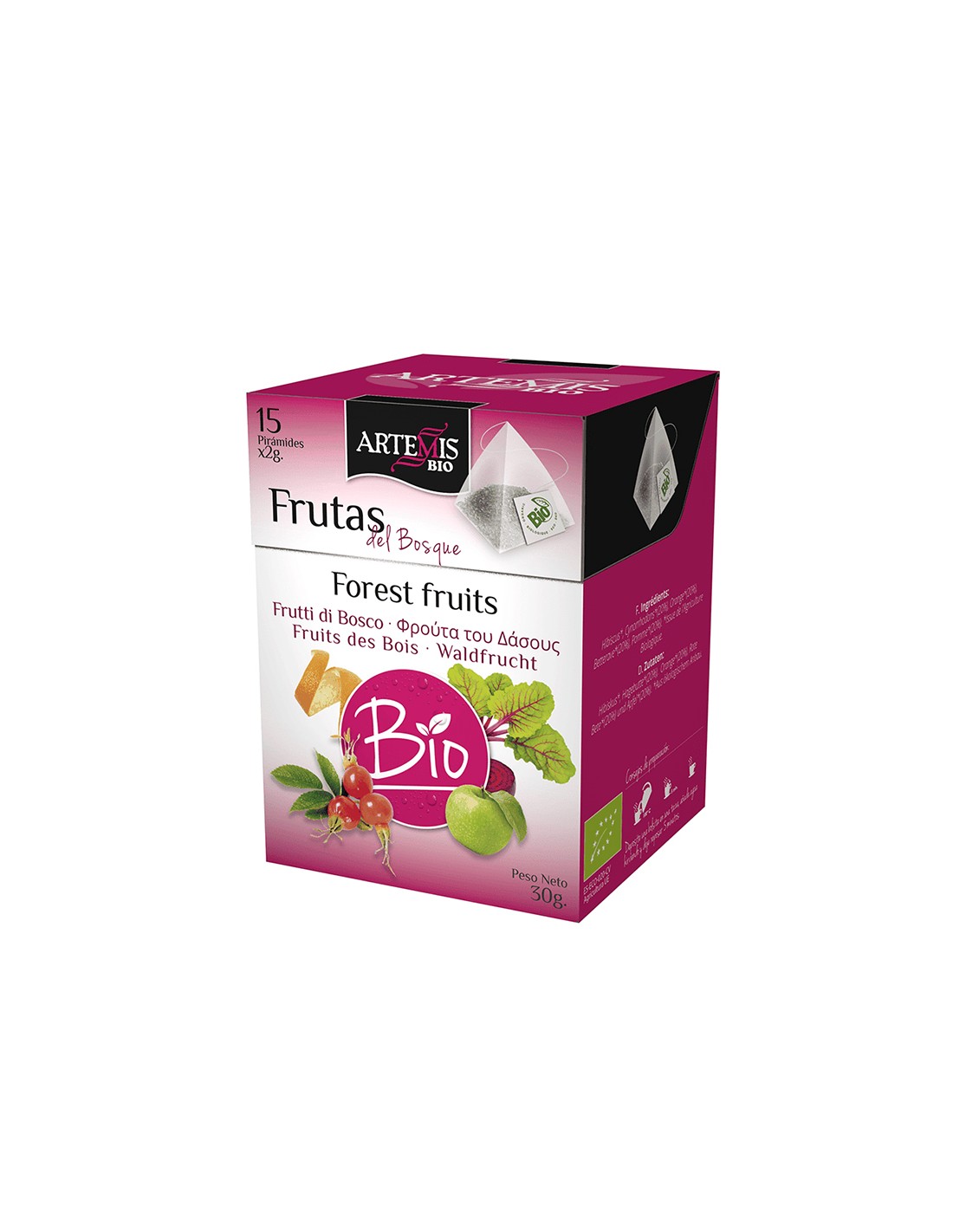 Thé des fruits de forêt fraîches Bio, 15 sacs de filtre