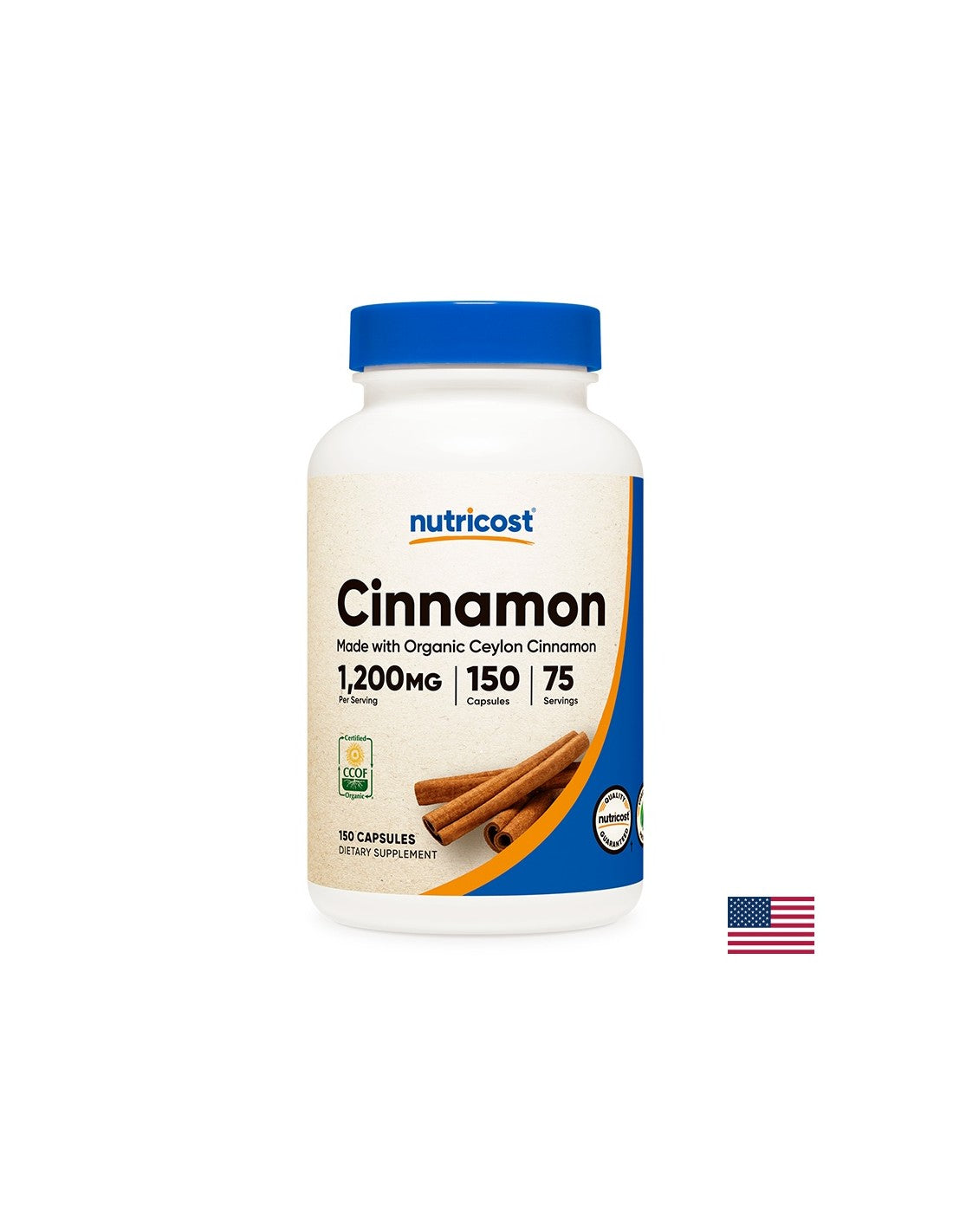 Contrôle de la glycémie et du diabète - Cannelle de Ceylan 150 capsules <tc>Nutricost</tc>