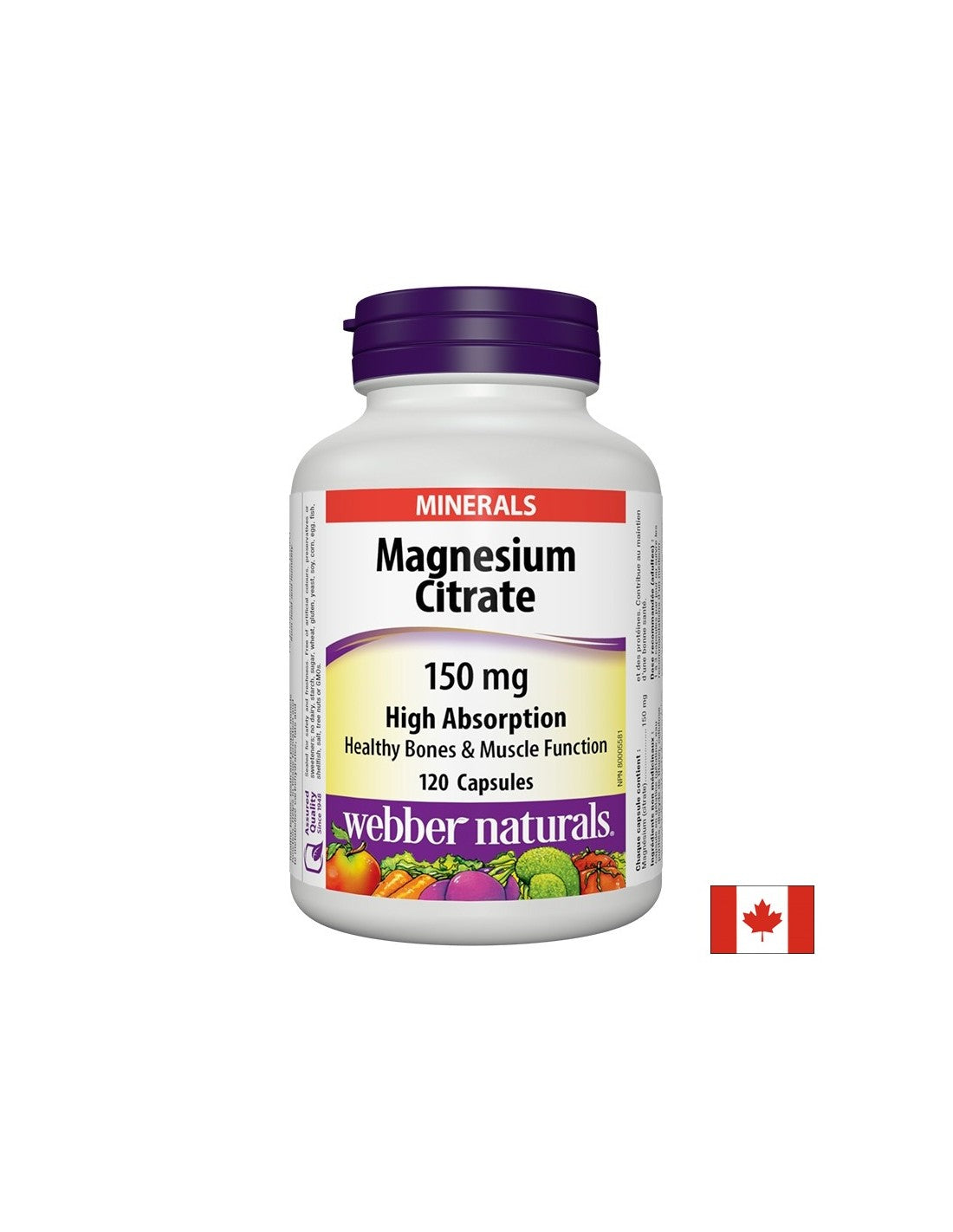 Citrate de magnésium Absorption élevée - Citrate de magnésium avec absorption élevée 150 mg, 120 capsules